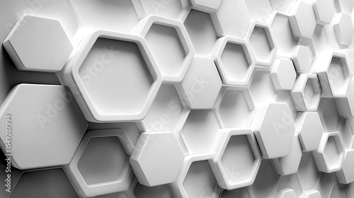 White Hexagon Geometric Pattern Background Texture
