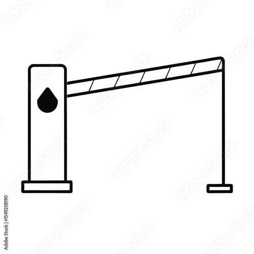 Drop arm barrier gate at entrance of parking facility Vector illustration