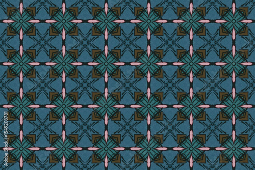 Seamless Interior Decoration Background Design Graphic Symmetric Wallpaper Cloth Texture Perspective Tile Luxury Fabric Template Textile Art Fashion Visual Geometric Digital Endless Shape Pattern.