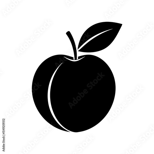 Peach with leaf isolated on white background