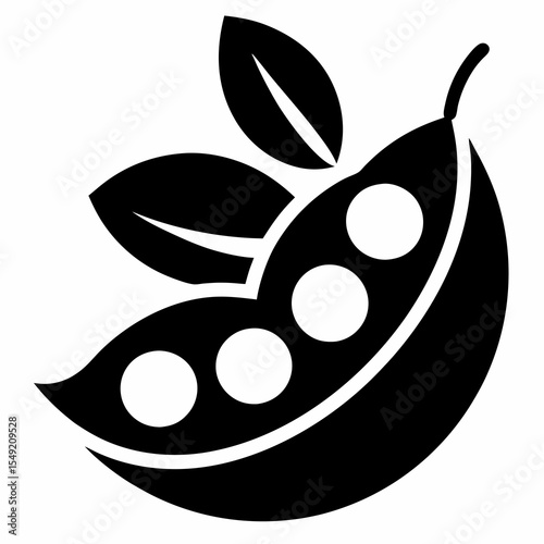 Pea pod with leaves isolated on white background