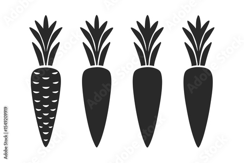 set of Carrot vector silhouette illustration isolated on white background