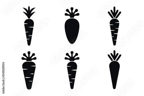set of Carrot icon vector silhouette illustration isolated on white background