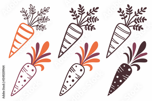set of Carrot vector silhouette illustration isolated on white background