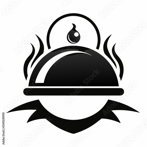 Food platter with a dome cover isolated on white background