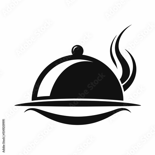 Food platter with a dome cover isolated on white background