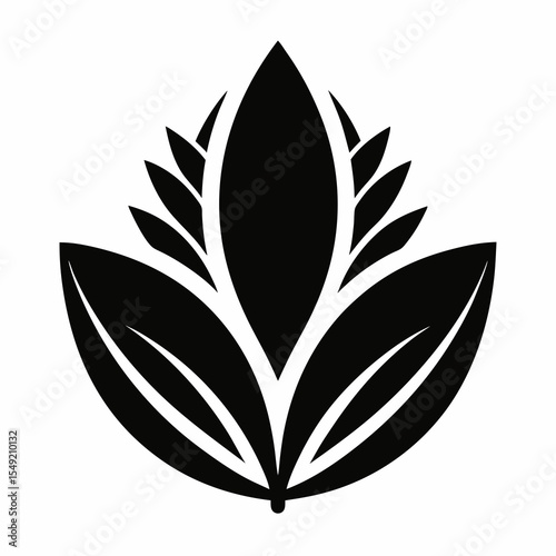Stylized wheat and leaves icon isolated on white background