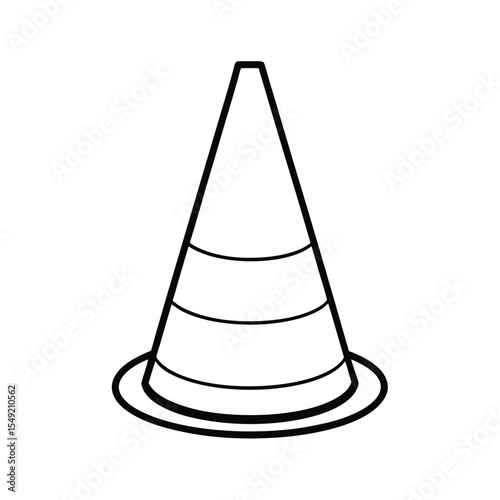 High visibility cone with weighted rubber base for safety Vector illustration