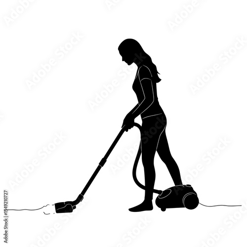 Woman vacuuming with a cleaner while standing indoors  