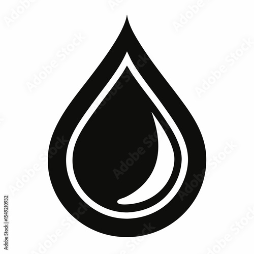 Water drop isolated on white background in black and white style