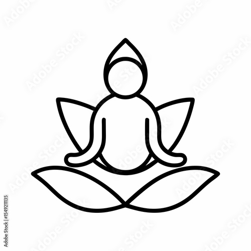Meditating person in lotus pose isolated on white background