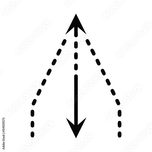 Merge lane arrow marking with guiding dashed lines Vector illustration