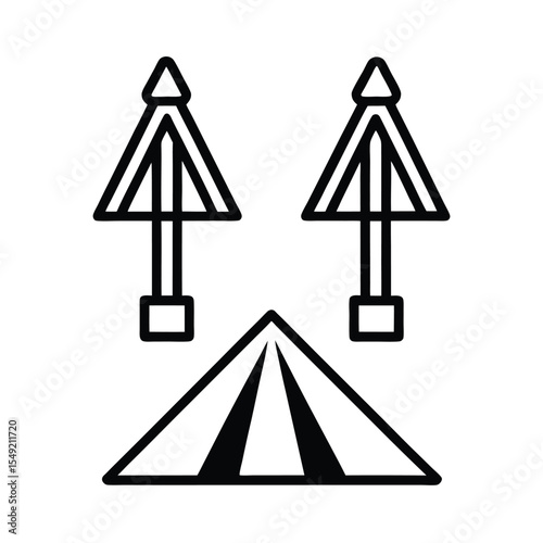 Pedestrian crossing beacon pair placed at midblock location Vector illustration