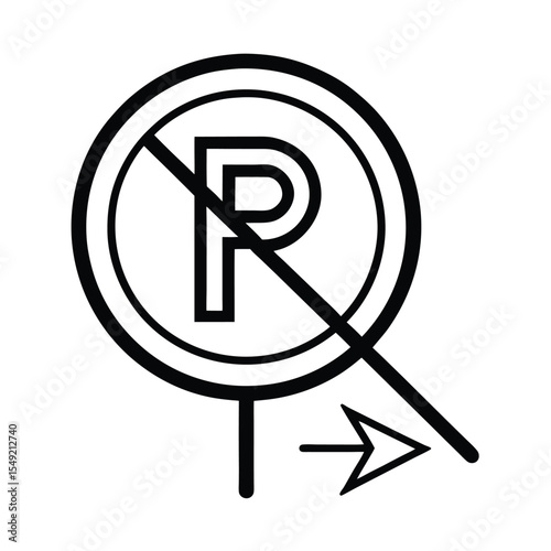 No parking sign with arrow pointing direction below Vector illustration