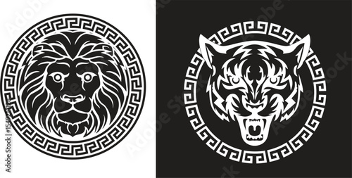 Tiger face icon logo vector illustration