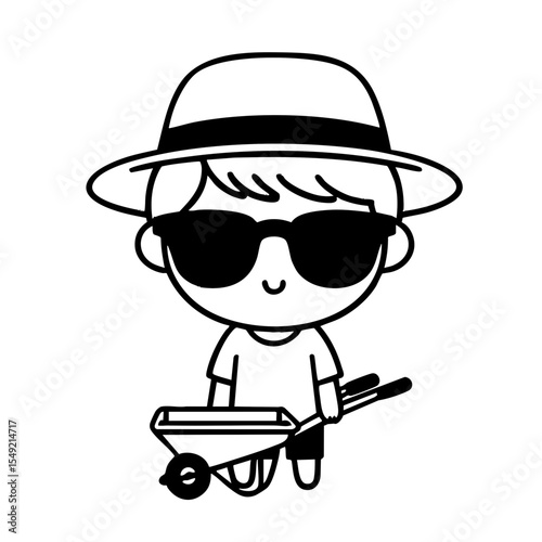 SVG boy in sunglasses black and white vector, file for printing, cutting