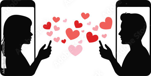 Video Call Silhouette - Heart Connection Moment