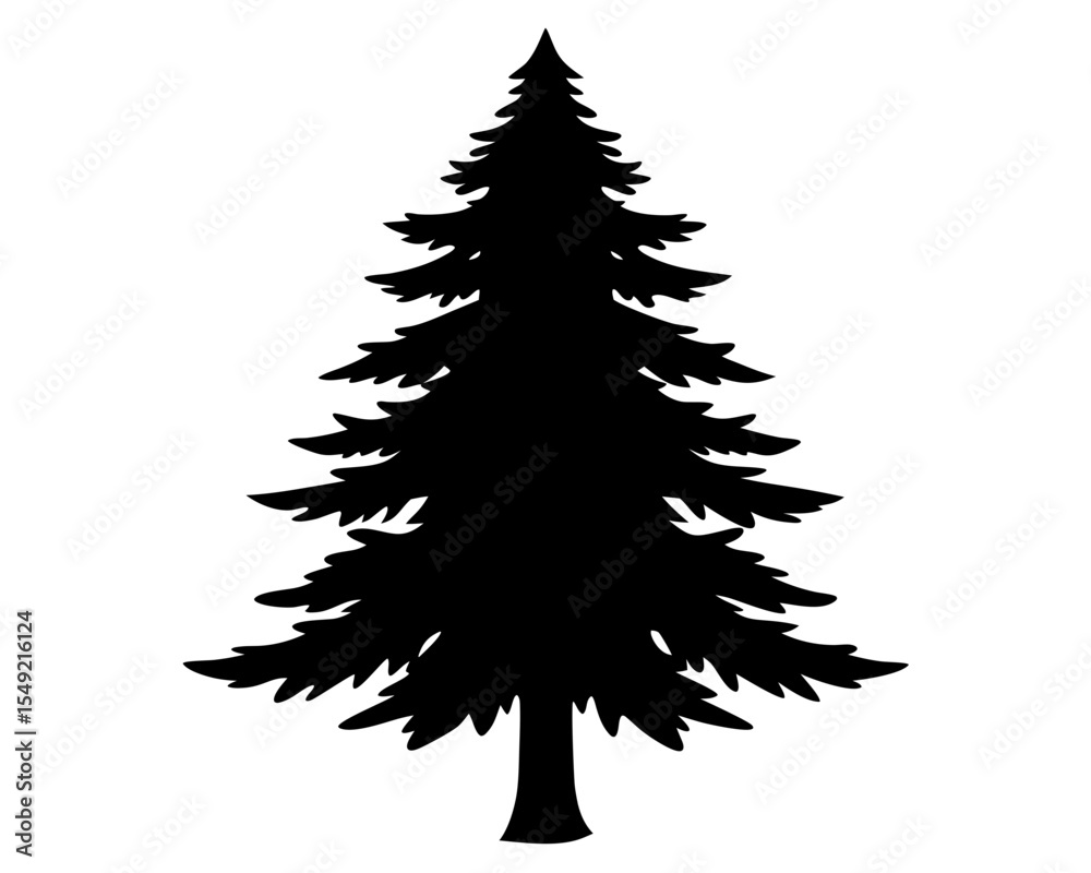 Obraz premium Evergreen Tree Vector Art, Tree Vector Icon Clipart