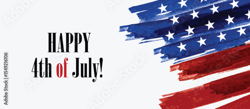 Happy 4th of July with Watercolor American Flag