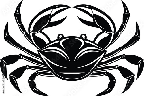 Black crab prominently displays its menacing claws, exuding a strong, formidable presence