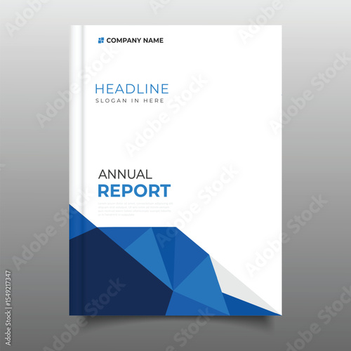 Modern business blue annual report cover template flyer brochure polygonal design