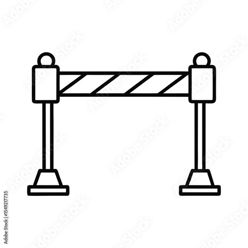 Swing arm road gate with closed road warning lights Vector illustration