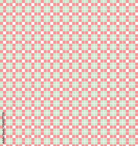 Seamless and repetitive checkered pattern with a blush pink and mint green color palette suitable for background design