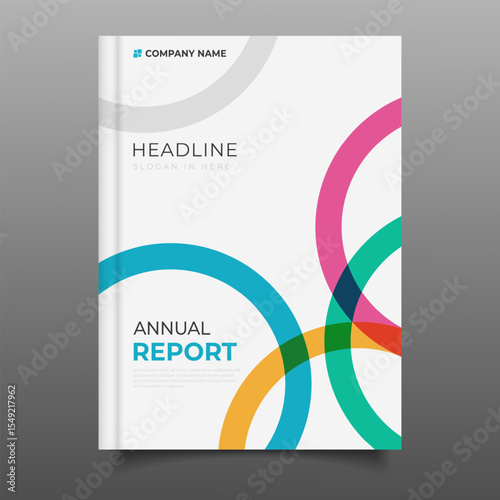 Modern business colorful annual report cover template flyer geometric circle design