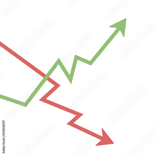 Stock market illustration on white background, flat vector illustration, square composition