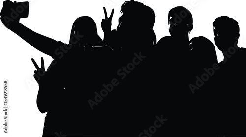 Group Selfie Silhouette - Shared Joyful Moment
