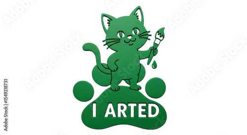 Isolated Green Cat Paw with Brush