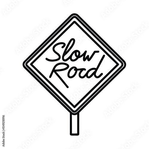School zone slow text road marking outlined clearly Vector illustration