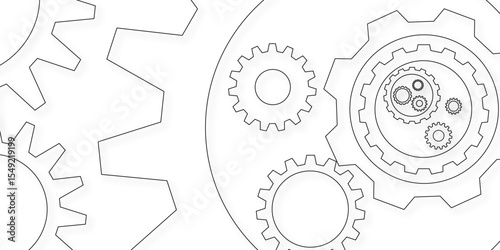 Gear texture industry icon on white background. Gear wheel rotation, mechanical engineering, technology and innovation, black and white cogwheel system, copy space for text vector background design. 