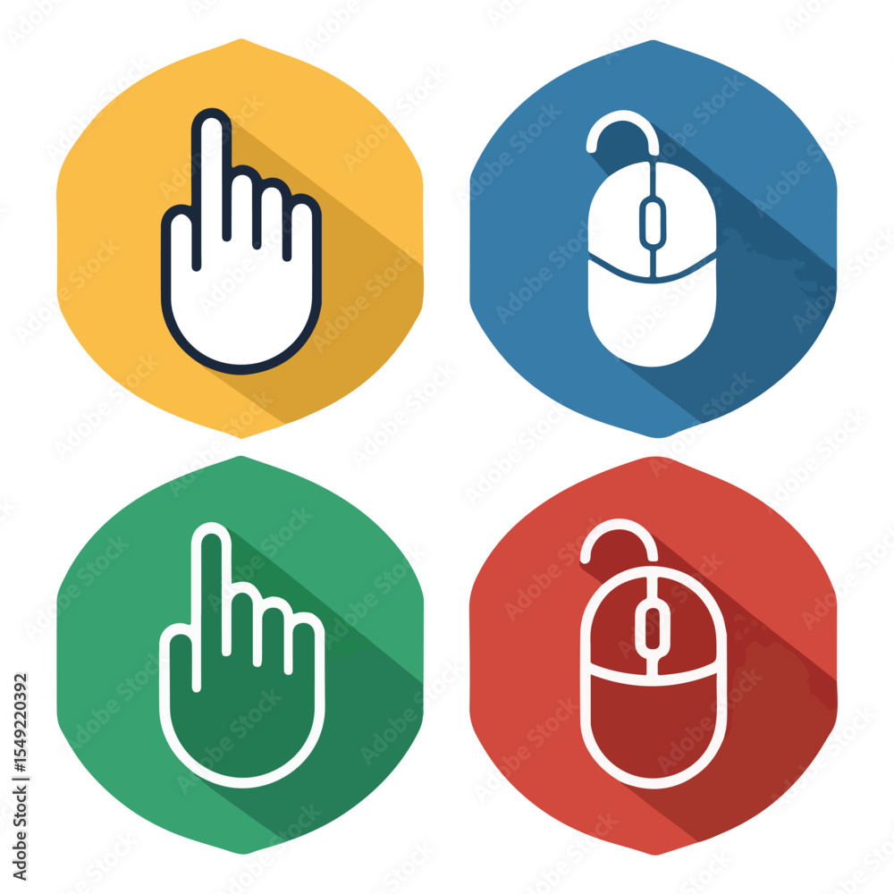 Fototapeta premium Computer Cursor Icons Hand Pointer and Mouse Click Graphics for Websites and Applications
