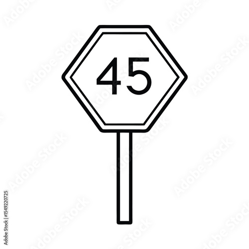 Speed limit forty five sign on slim roadside post Vector illustration