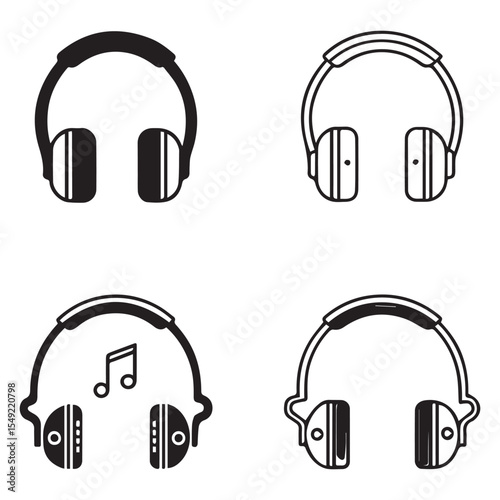 headphone icons set headphones icon collection