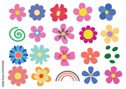 Abstract floral shapes vector illustration – modern colorful decorative design