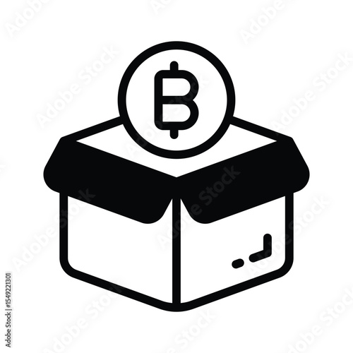 Premium glyph style icon of secure bitcoin box