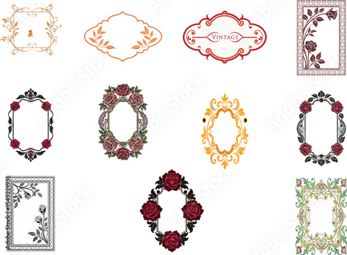 Elegant Floral Frames and Borders 12 Decorative Design Elements