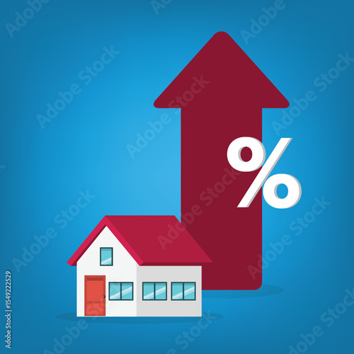 House model with a percentage symbol , symbolizing real estate and financial topics.	