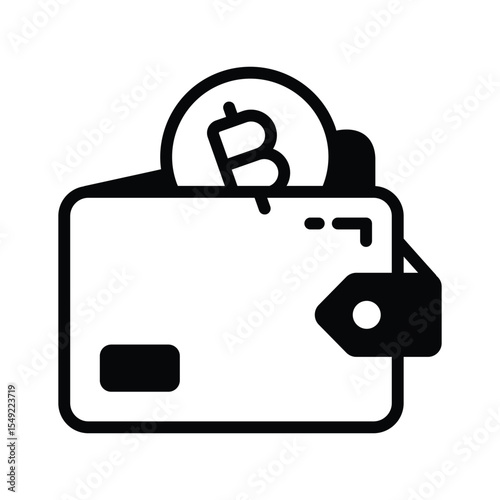 Trendy glyph icon of secure bitcoin wallet