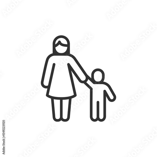 Mother and child linear icon. parenting, family care, maternal bond and motherhood. Editable stroke.