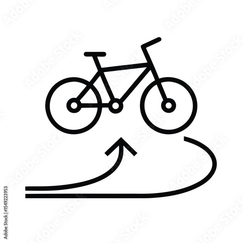 Bicycle lane stencil with arrow and bike symbol marking Vector illustration