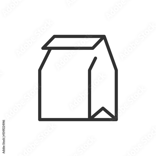 Paper bag, linear icon. Eco food packaging or takeaway bag. Line with editable stroke.