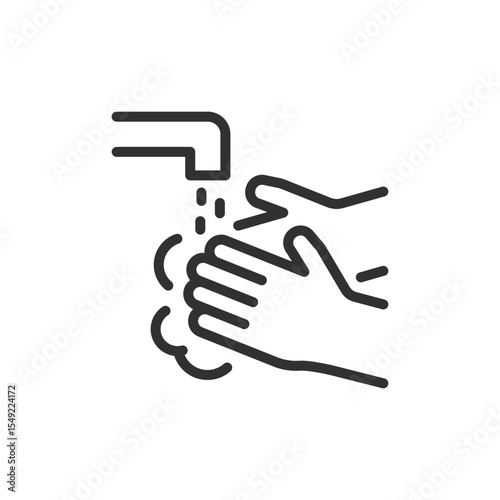 Handwashing, linear icon. Hygiene and health safety. Line with editable stroke.