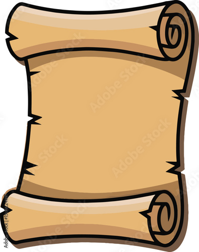 Ancient blank parchment scroll vector illustration with a vintage brown paper design for a document or map