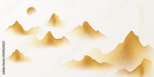 Modern design vector illustration of beautiful Chinese ink landscape painting.