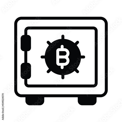 Premium glyph icon of locked bitcoin locker