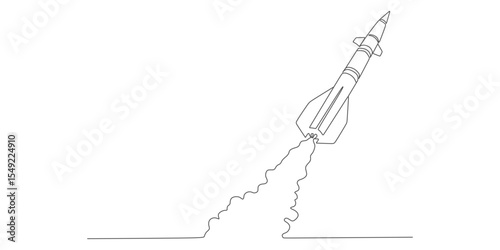 continuous line vector design of rocket ready to launch eps 1