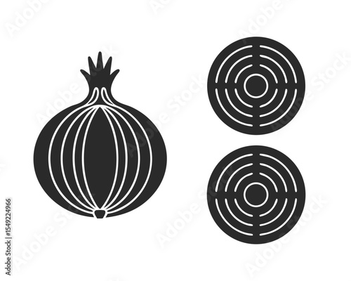 Onion icon vector silhouette illustration isolated on white background